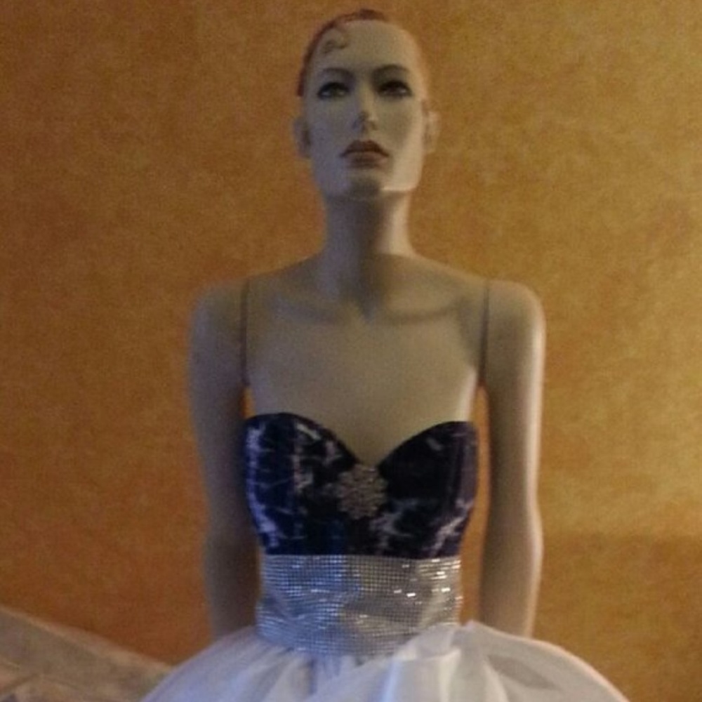 Denim & Diamonds Corset Taffeta Wedding Ballgown - Picture 3 of 8